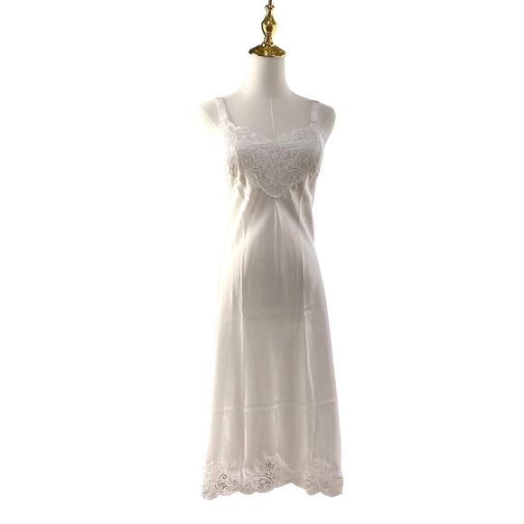 NWT Vintage 90s Wondermaid Bridal White Satin & Lace Full Slip Dress Size 34 - Picture 2 of 13
